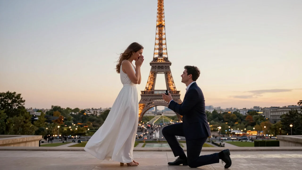 Demande en mariage surprise à la Tour Eiffel : Trouvez le photographe idéal